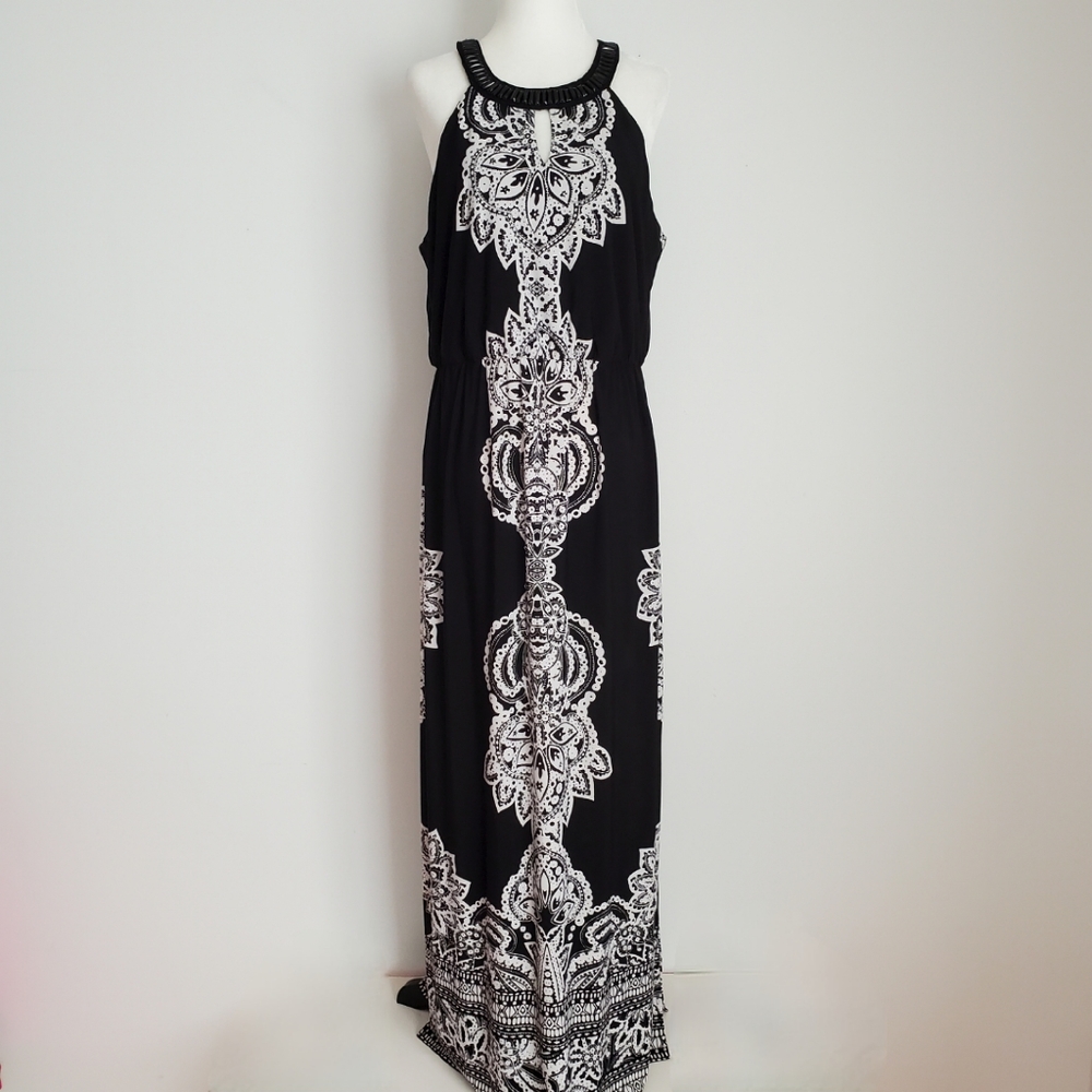 Black & White Halter Maxi Dress Size Large